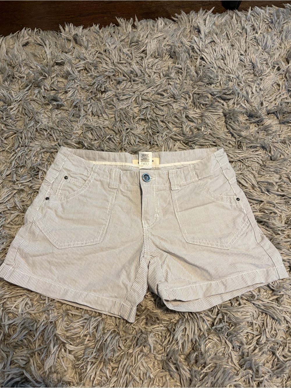 Canyon River Blues Women's Light Beige & White Striped Jean Shorts